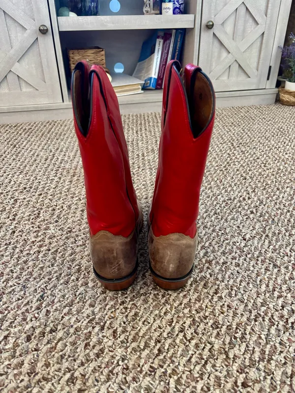 Nocona university of Georgia women’s Two-Tone Red & Brown Western Cowboy Boot - Image 2