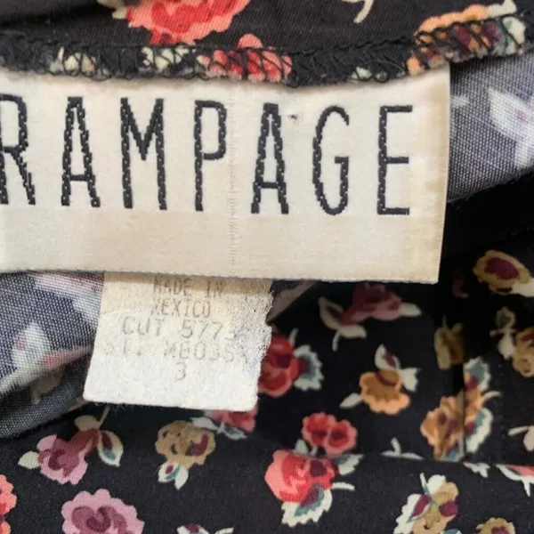 Rampage Vintage 90s Dress‎ Black Dark Floral Sweetheart Neckline Mini Forrest Fairy Boho - Image 10