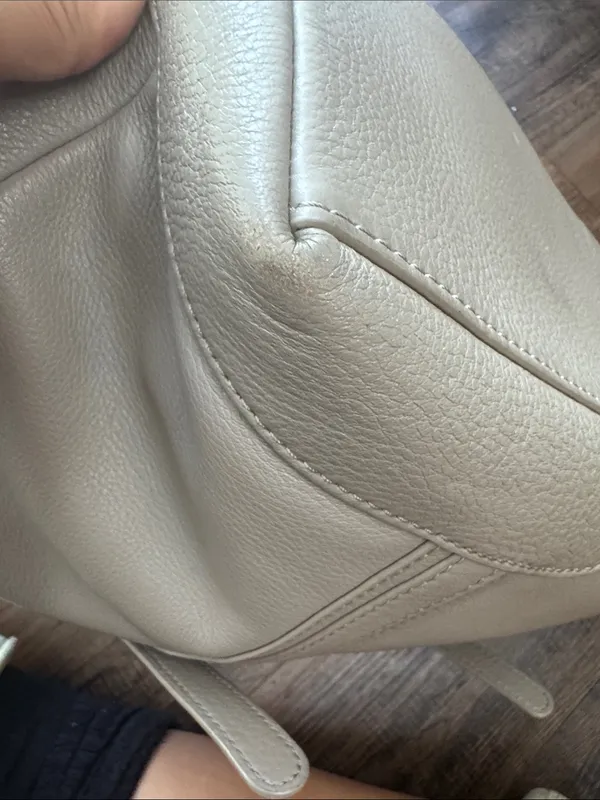 Tory Burch gray Pebbled Leather Tote with Gold Logo - Image 10