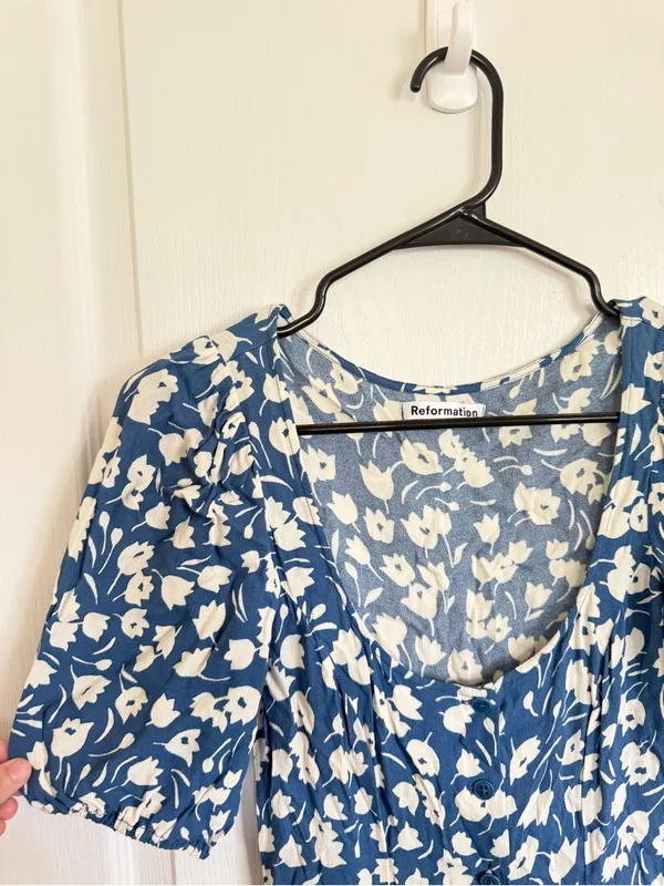Reformation Beechwood Blue Floral Midi Dress - Image 3