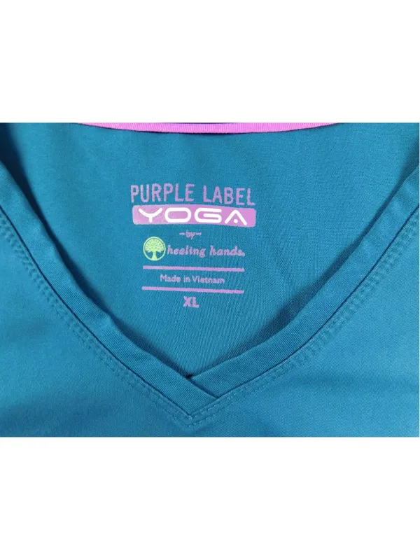 Healing Hands Purple Label Yoga V-Neck Scrub Top Teal XL - Image 3