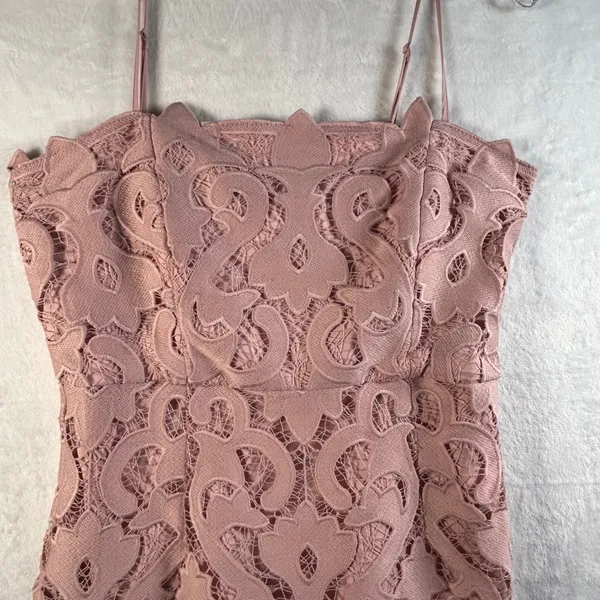Bardot Pink‎ Lace Scalloped Hem Sleeveless Midi Sheath Dress Size US 8 M - Image 9