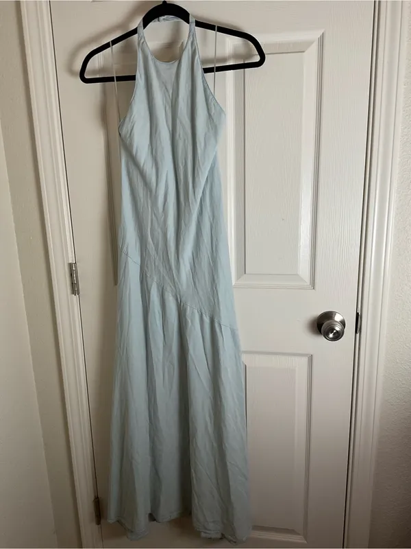 NWT Zara Light Blue Halter Open Back woman’s midi Dress Small - Image 2