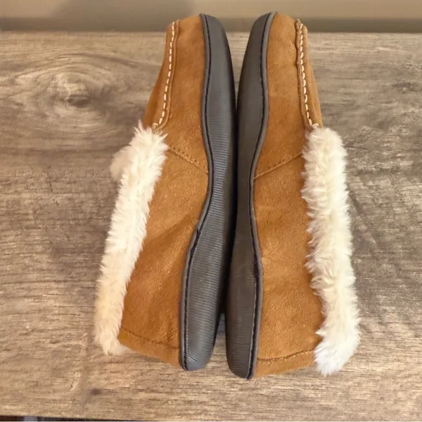 Clarks Mandy Brown Suede Leather Slippers Women’s Sz 9M Faux Fur Indoor/Outdoor - Image 7