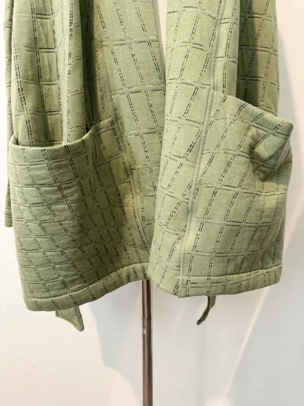 Nike Cardigan Size Small Oil Green Reversible Jacquard Knit Wrap‎ Pilates Cozy - Image 5