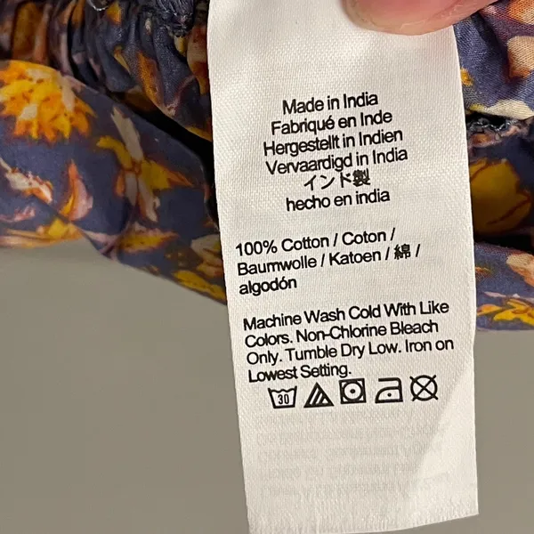 J.Crew Smocked Floral‎ Crop Top Purple Orange Cotton Womens XL Boho Peasant - Image 6