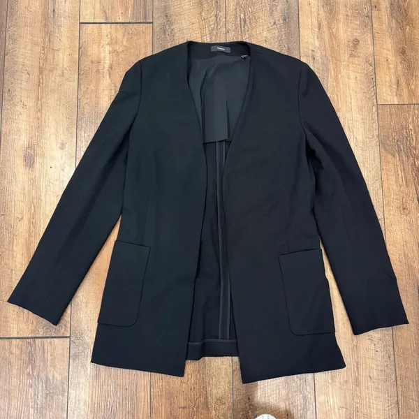 Theory Lindrayia Blazer in Black Women's Size 8 Slim Fit Open Front Patch Pocket - Image 2