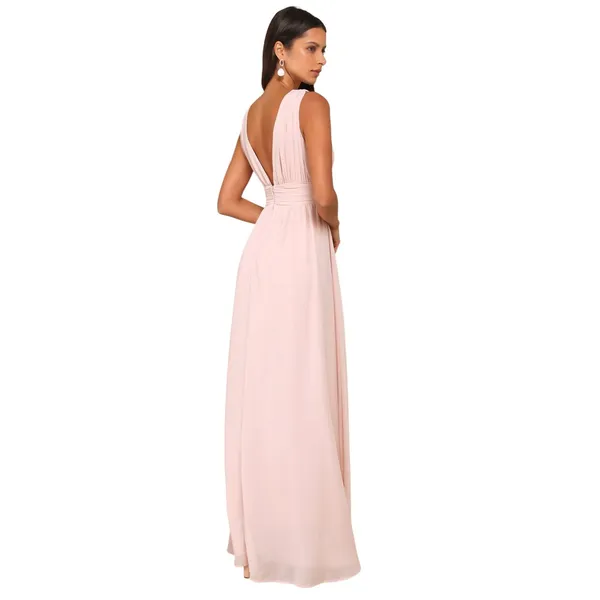 Lulus Heavenly Hues Blush Pink Chiffon Pleated Maxi Dress size Medium NWT - Image 2