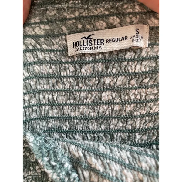 Hollister Smocked Floral‎ Print Long Sleeve Mini Dress Green Size S - Image 3