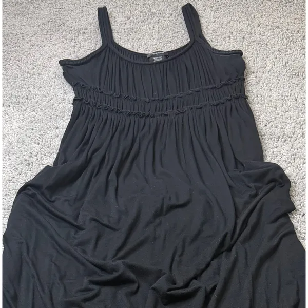Spense Black Maxi Dress Womens Large Smocked Empire Waist Braided Strap Slvless - Image 3