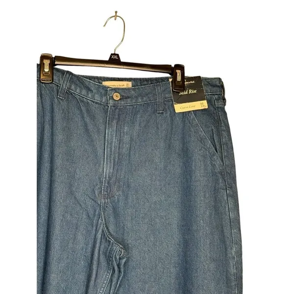 Abercrombie & Fitch Women's Jeans‎ Curve Love Wide Leg Stretch Mid-Rise 32/14S - Image 7
