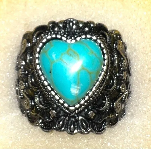 Turquoise Heart Jewelry Set Blue - Image 4