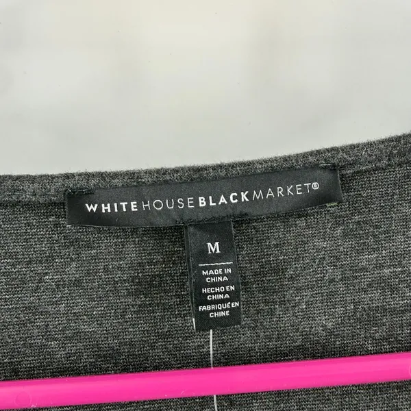 White House Black Market Top SZ Medium Surplice Heather Gray Velvet Waist NWT - Image 3