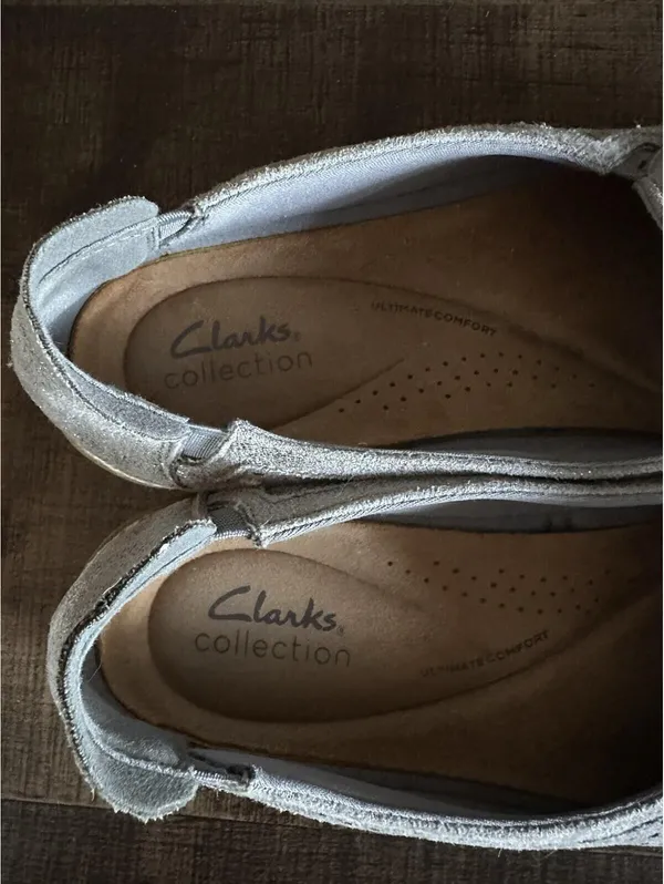 Clarks Collection Silver Perforated Slip-On Loafers Women - Image 5