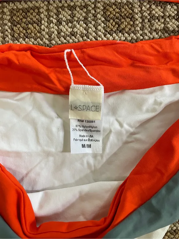 L*Space Orange Mesh Bikini Top with White Briefs - Women's Swim - Image 2