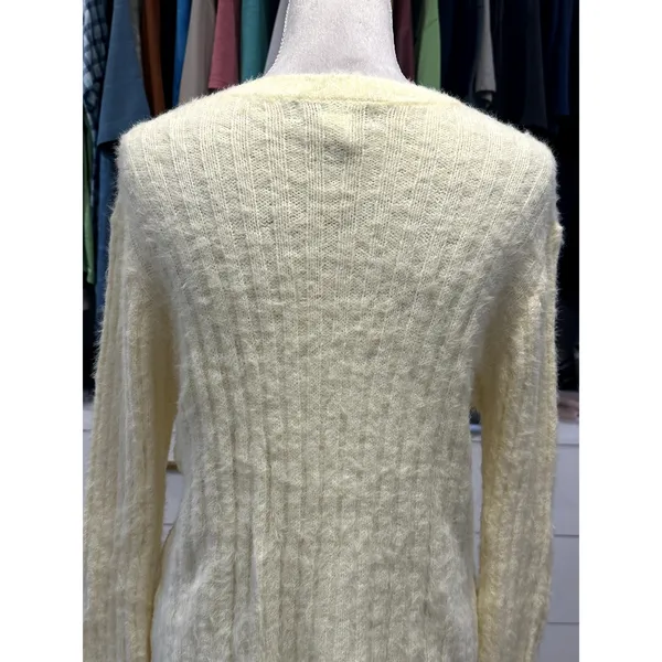 Cotton Emporium Light Yellow Ribbed Knit Sweater Cozy Chunky Cottagecore L NWOT - Image 6
