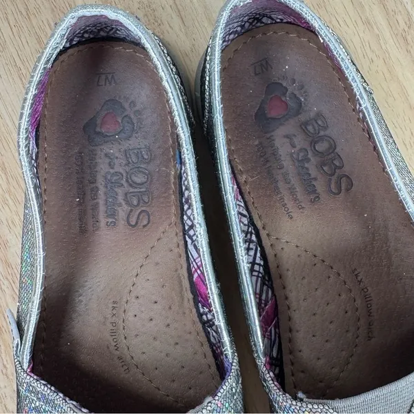 Bobs by Skechers Disco‎ Ball Shimmer Slip On Flats Shoes Silver 7 - Image 8