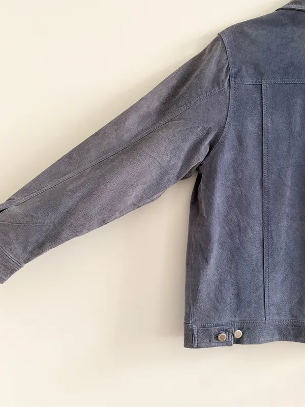 Club Monaco Slate Blue Suede Jacket Gray Size M - Image 8