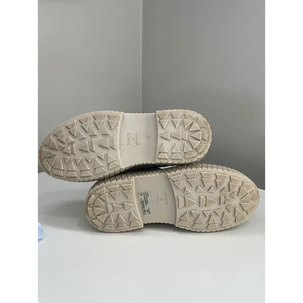 Schutz Amirah White Leather Rhinestone Embellished‎ Platform Combat Boots 6B - Image 7