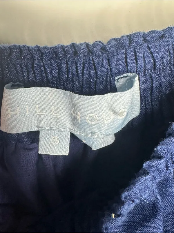 Hill House Paz Ruffle Linen Mini Skirt Size S Navy Blue - Image 4