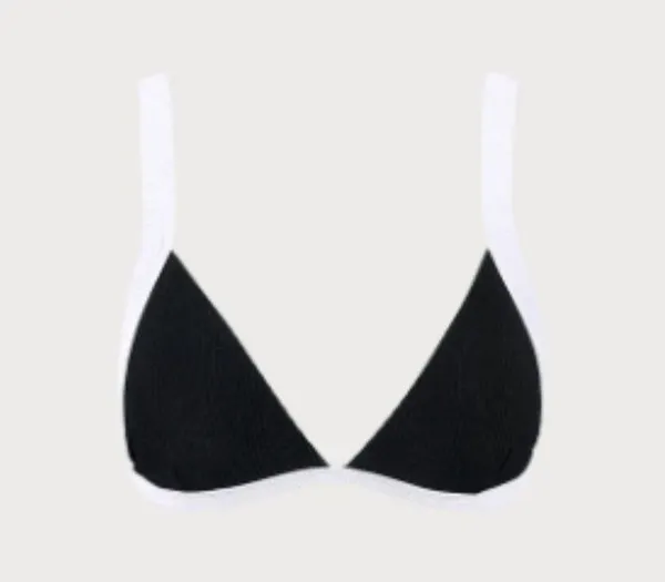 BERLOOK Contrast Trim Triangle Bikini Top ONLY 69 Black Size XL - Image 9