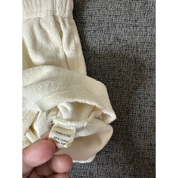 Donni. Terry Henley Shorts size XS Ivory Cream Drawstring Made in USA - Image 9