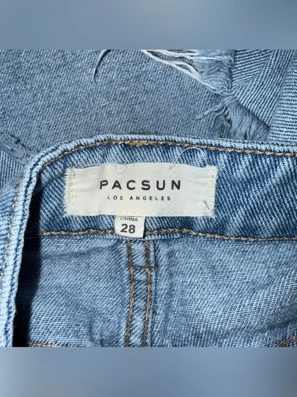 Pacsun Light Blue Denim Mini Skirt - Casual Frayed Hem - Image 2