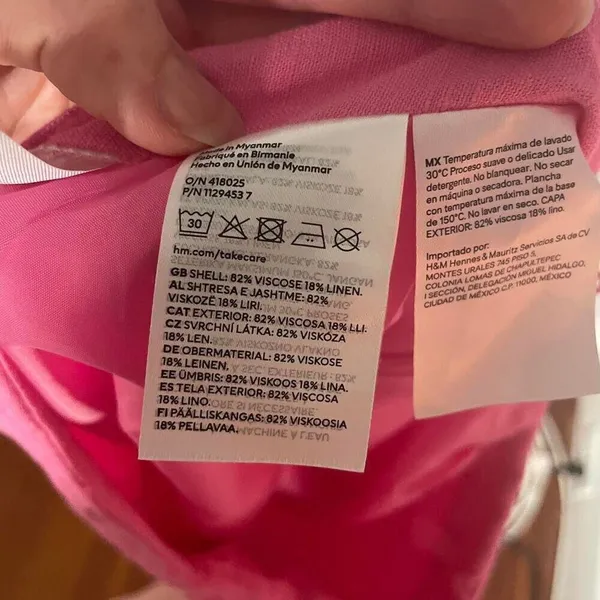 H‎ & M Women's Barbie Pink Linen Blend Preppy Mini Skirt size S - Image 4