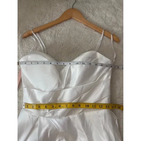 Lulus Lifetime of Love White Satin Strapless A-Line Gown Size 10 Classic Wedding - Image 9