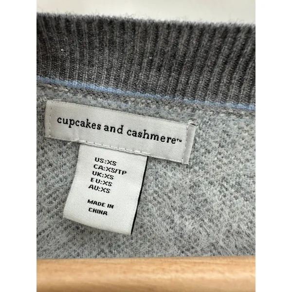 Cupcakes and cashmere Women Grey White Button Front Cardigan Sweater Size‎ XS - Image 6