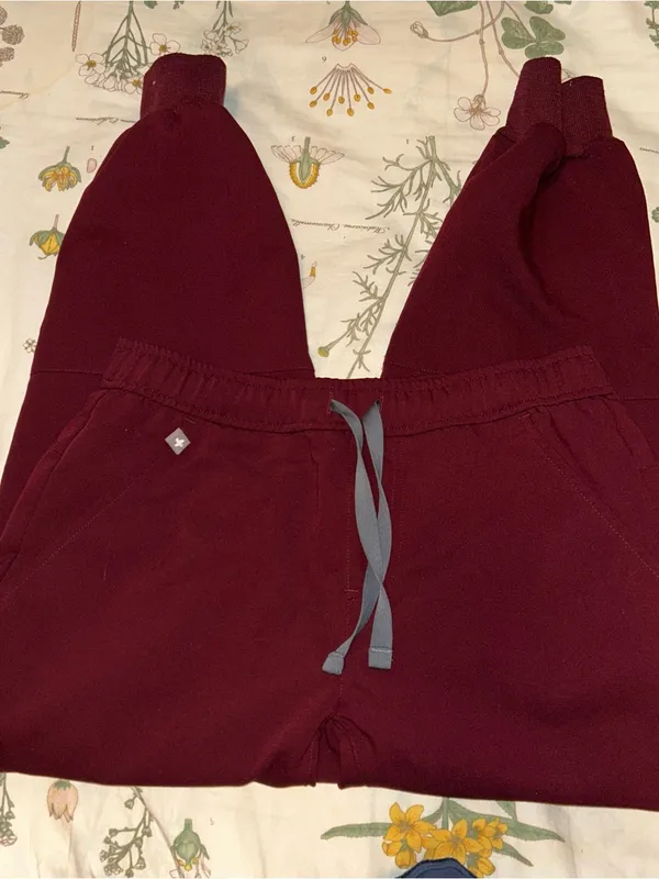 Figs burgundy jogger scrub pants SHORT - Image 2