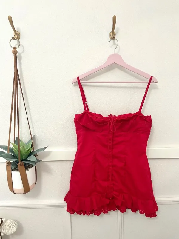 House of CB Luci Cherry Red Corset Red Dress Size L+ Coquette Romantic Feminine - Image 2