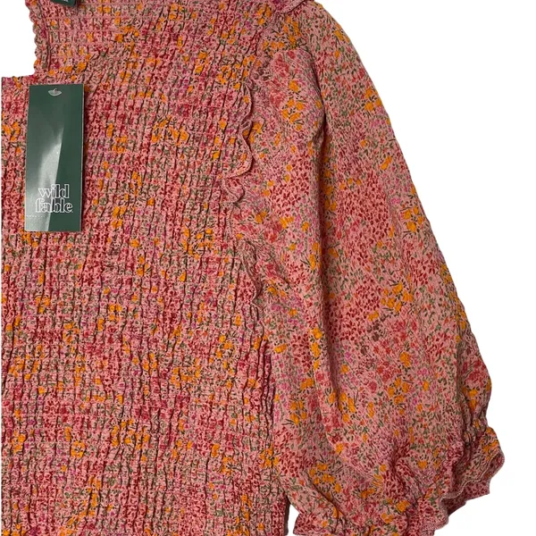NEW‎ Wild Fable Pink Floral Smocked Dress Plus Size 1X Short Sleeve NWT - Image 6