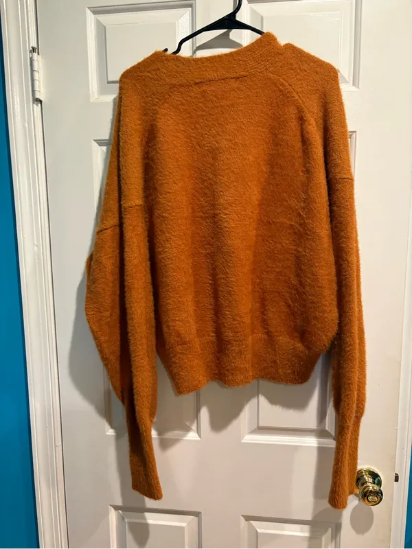 Urban Outfitters Fuzzy Cardigan sweater ochre yellow sz M 90s grunge indie sleaz - Image 4