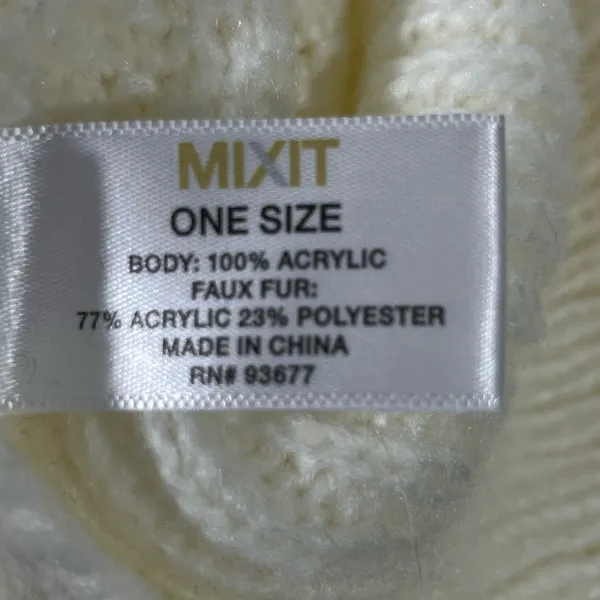 Mixit Faux Fur Collar Knit Sweater Poncho‎ Women Os Ivory Elegant Aspen Ski - Image 5
