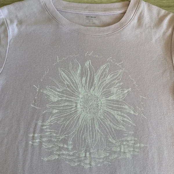 Cotton On Pink Sunflower Graphic Baby Tee Size S - Image 4