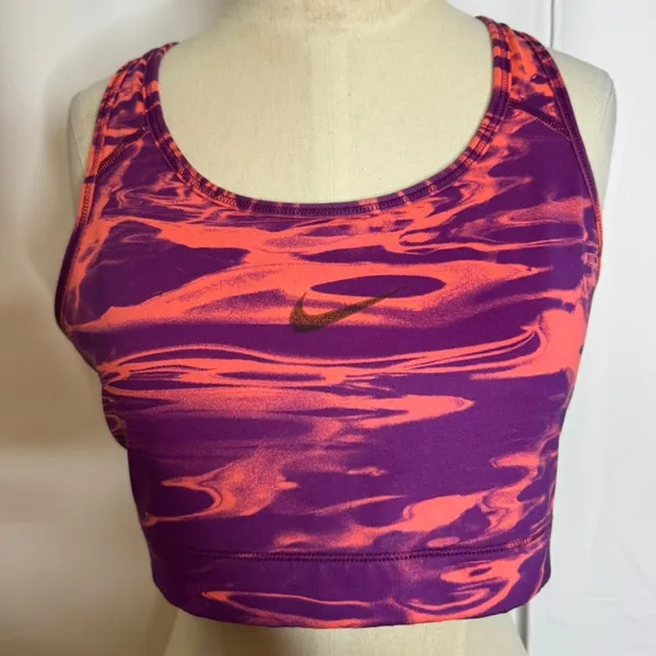 Nike Pro Dri-FIT Purple Pink Abstract Racerback Unlined Sports Bra Women's XL - Image 3