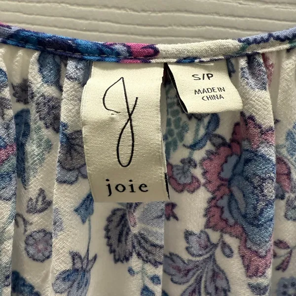 Joie Folk Song Cropped Off Shoulder‎ Floral Top Peasant Boho Purple Blue White S - Image 6