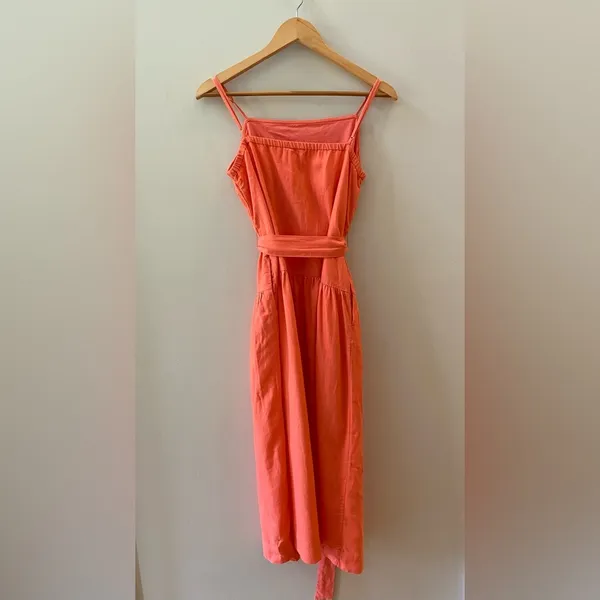Gap Coral Sleeveless Tie Waist Linen Blend, EUC Size Small - Image 3