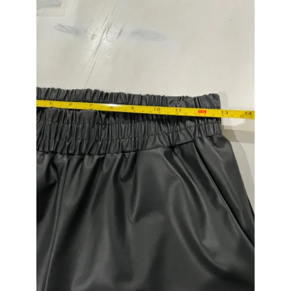 First Love Faux Leather Wide Leg Elastic Waist‎ Cropped Pants S - Image 4
