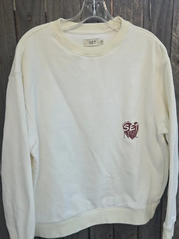 SET Active NYC Heart Graphic Crewneck Sweatshirt White Size S - Image 4