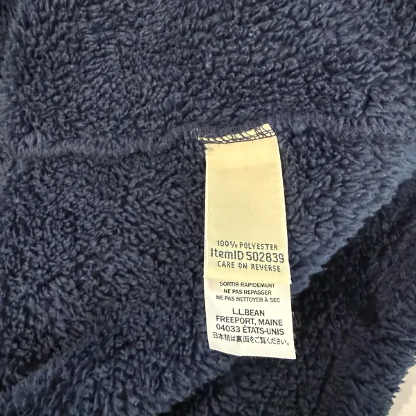 LL Bean Blue 1/4 Zip Sherpa Fleece Pullover Pockets Fuzzy Size‎ MEDIUM - Image 9