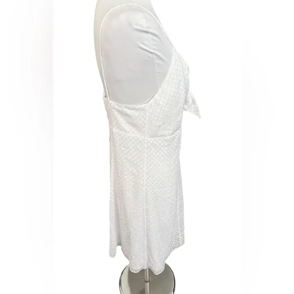 Alice + Olivia White Roe Tie Front Textured Mini Flare Slip Dress Size 12 NEW - Image 8