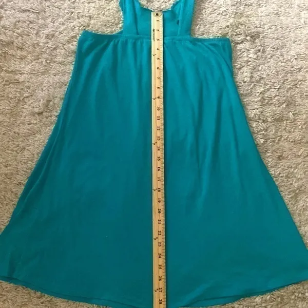 Celebrity Pink turquoise green halter top/dress. Handmade flowers . Size Large. - Image 8