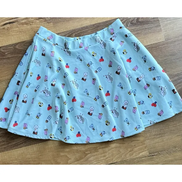 BTS‎ BT21 Icon Skater Skirt Line Friends Mint Blue Hot Topic Sz XL Pockets K Pop - Image 4