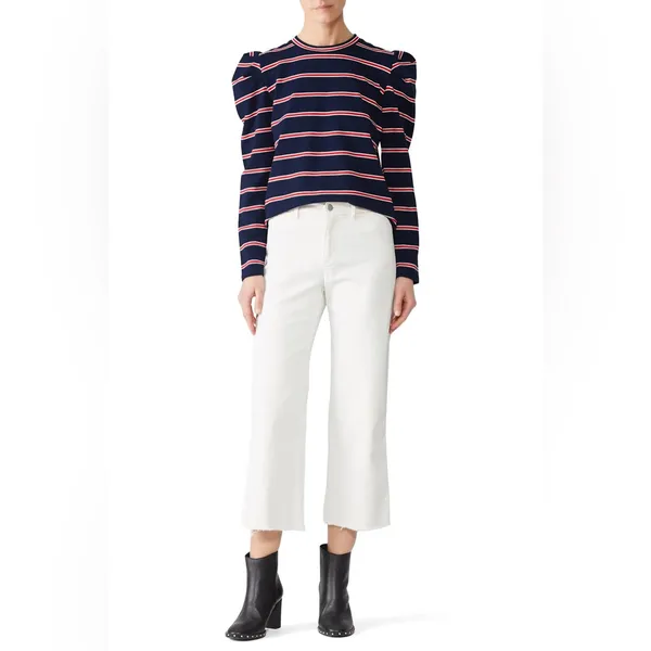 Anthropologie The Fifth Label Kinetic Stripe Puff Sleeve‎ Top XL - Image 5