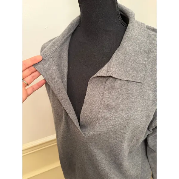 Pact Johnny Collared Polo Pullover Sweater Eco Gray Organic Cotton Minimalist - Image 4