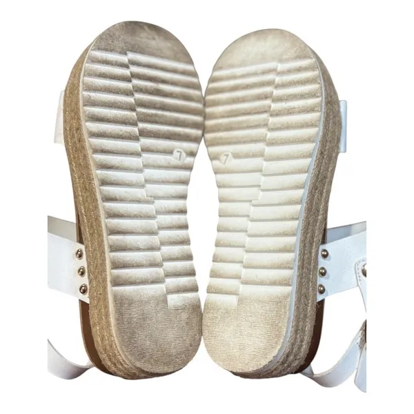Xappeal Amelia Platform Sandals Womens‎ 7 White Espadrille Studded Buckle Strap - Image 12