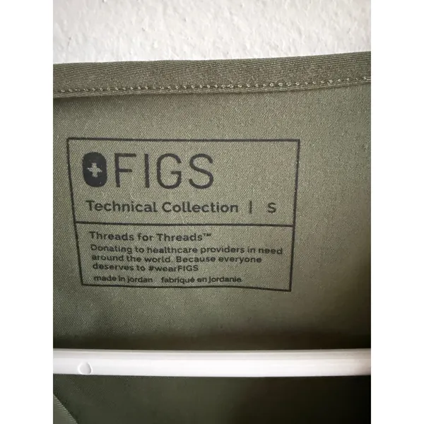 FIGS Technical Collection Women Olive Green V-Neck Short Sleeve Scrub Top Small - Image 3