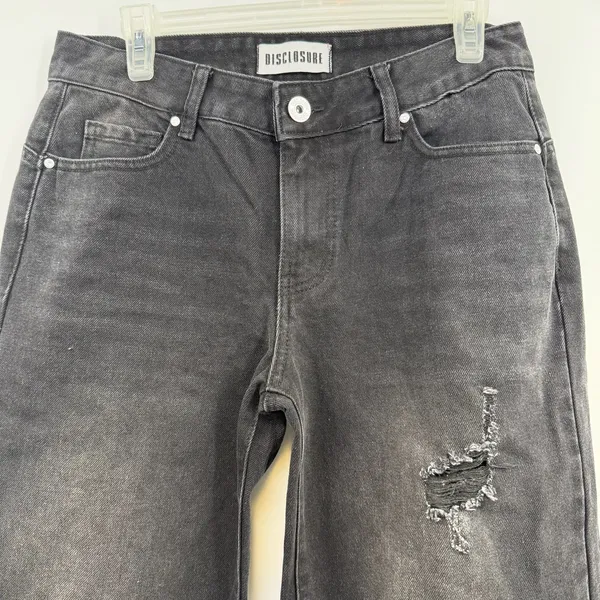 Disclosure NYC Leopard Patch Wide Leg Jeans 9/29 Black Y2K Distressed Baggy - Image 5